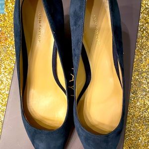 Navy suede kitten heel pumps from Ann Taylor